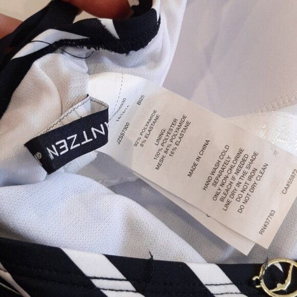 JANTZEN One Piece Swimsuit Striped Halter Keyhole Slimming Tummy Control Padded - Picture 13 of 13